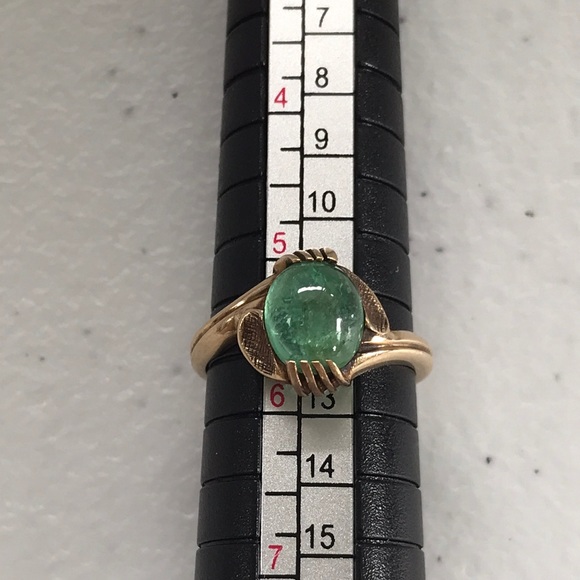 Vintage Jewelry - Vintage 14K With Opal Cut Moss Agate Stone